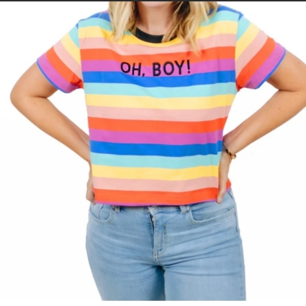 Lost bros Oh Boy Crop rainbow tee